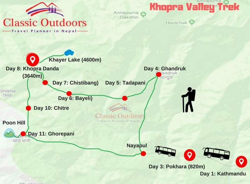 Khopra Valley Trek routemap