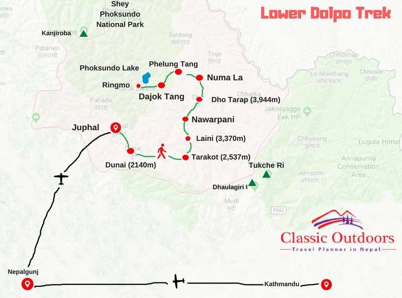 Lower Dolpo Trek routemap