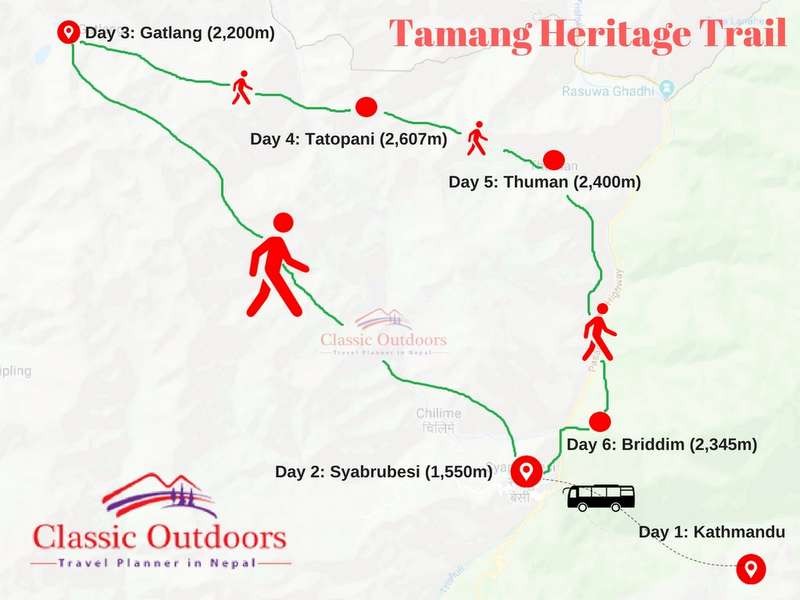 Tamang Heritage Trail routemap