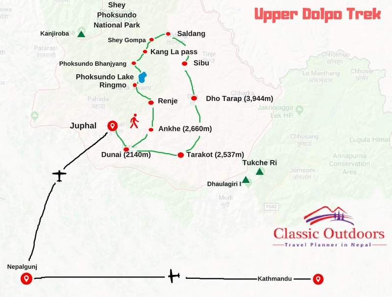 Upper Dolpo Trek routemap